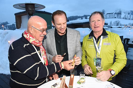 Otto Retzer, Daniel Marshall, Franz Klammer Modern Day Campfire, Daniel Marshall Cigars und Padre Azul Premium Tequila Lounge im Country Club in Reith, zum 79. Hahnenkamm Rennen in Kitzbühel am 26.01.2019 / Foto: BrauerPhotos / G.Nitschke für Padre Azul